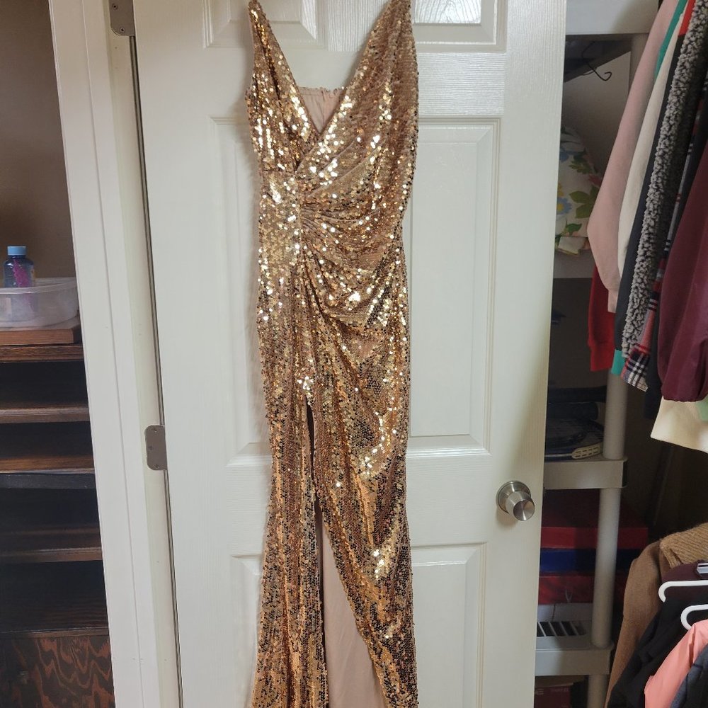 Gold sequin dress
